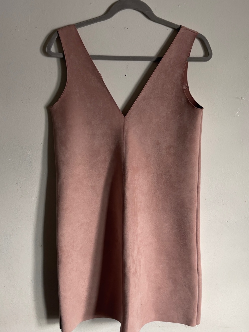 Zara Dusty Rose Suede V-Neck Mini Dress
